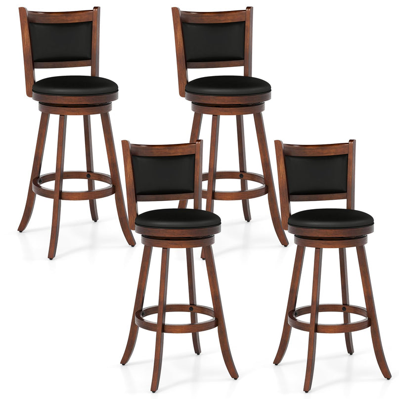 Giantex Accent Wooden Swivel Back Counter Height Bar Stool, Fabric Upholstered Design