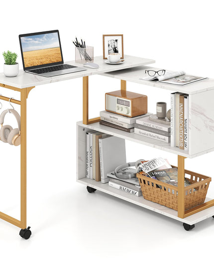 Giantex 360° Free Rotating Sofa Side Table Modern L Shaped Desk