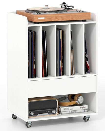 Giantex Record Player Stand Rolling Turntable Stand