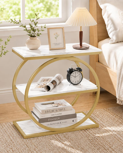 GIANTEX 3-Tier Faux Marble Narrow End Table with Storage (1/2)