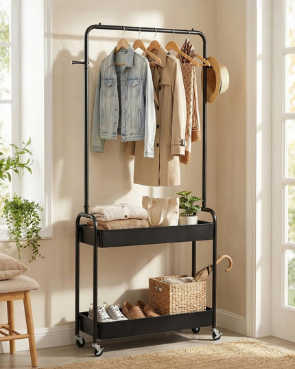 Giantex Metal Garment Rack with Lockable Wheels for Bedroom