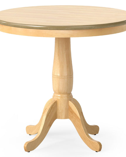 Giantex 32" D X 30" H Round Wooden Kitchen Table with Spacious Tabletop & Pedestal Base