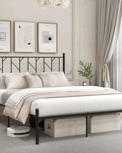 Giantex Metal Bed Frame with Victorian Style Headboard