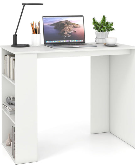 Giantex 35.5 Inch Compact Home Office Desk with Storage Bookshelf