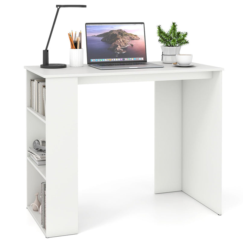 Giantex 35.5 Inch Compact Home Office Desk with Storage Bookshelf