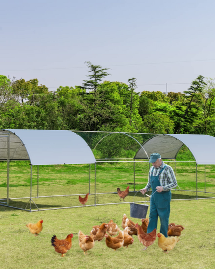 Giantex Large Metal Chicken Coop, Dome Shaped Poultry Cage Hen Run House Rabbits Habitat for Backyard Farm Outdoor