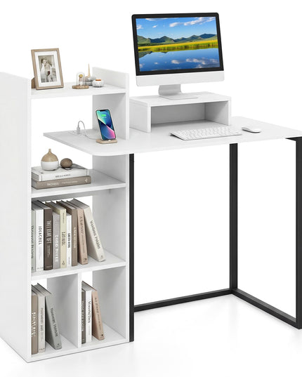 Giantex Bureau informatique de 110 cm avec prises électriques pour petits espaces