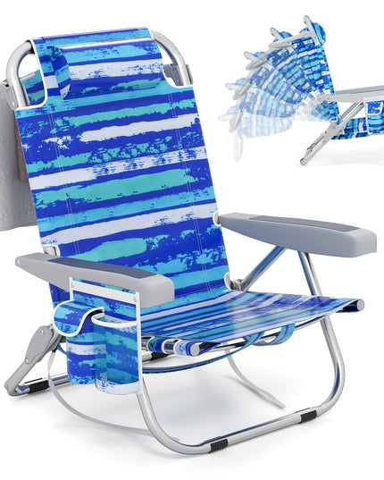 Giantex Backpack Beach Chair - Foldable Camping Chair with 5 Adjustable Position
