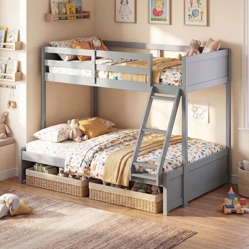 Giantex Twin Over Fulll Bunk Bed Wood Bunk Bed