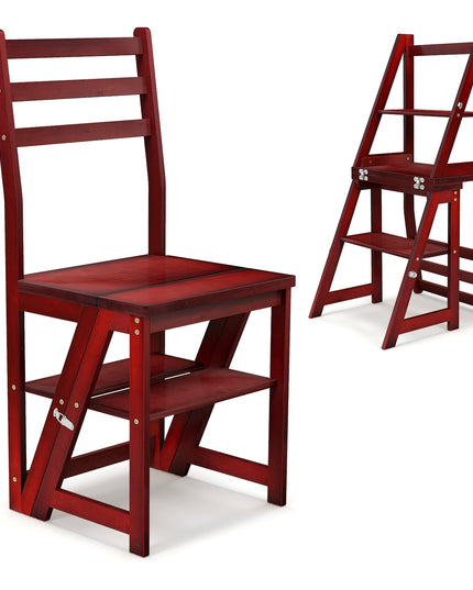 Giantex 3 Tier Folding Ladder Chair, Convertible 3 Step Stool and Chair w/Safety Locks for Adults