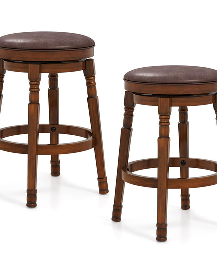 Giantex 24" Counter Height Bar Stools with Faux Leather Padded Seat & Footrests