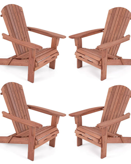 Giantex Foldable Adirondack Chair Set of 1/2/4 - Folding Front Porch Chairs with High Back, Wide Armrests, 400 LBS Max Load