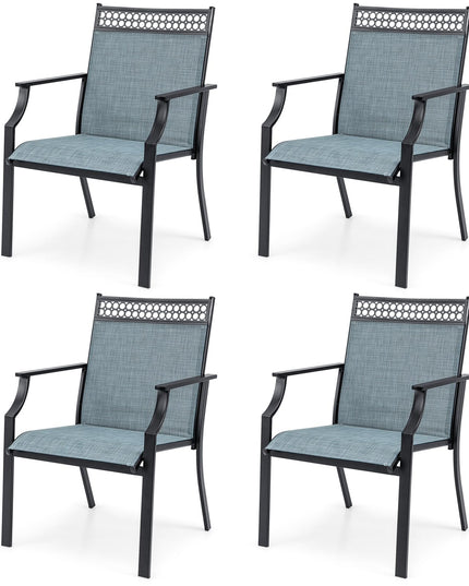 Giantex Patio Chairs Set of 2/4, Outdoor Chairs with All Weather Fabric, High Backrest, Armrests