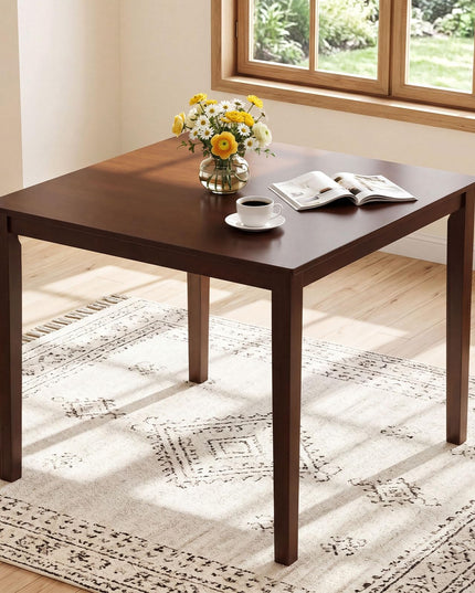 Giantex 35.5" Square Kitchen Table with Solid Rubber Wood Legs