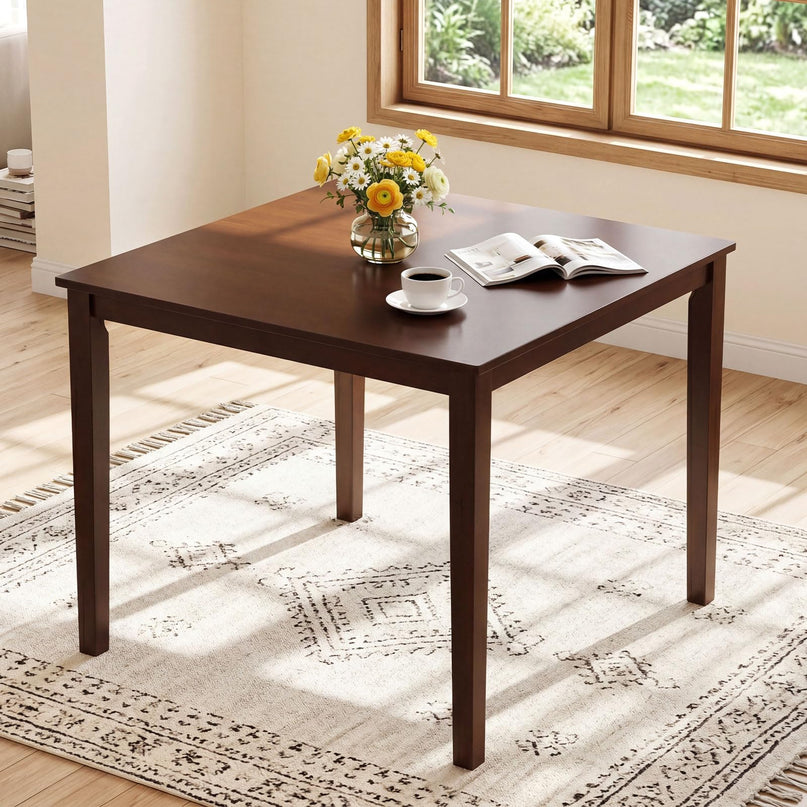 Giantex 35.5" Square Kitchen Table with Solid Rubber Wood Legs