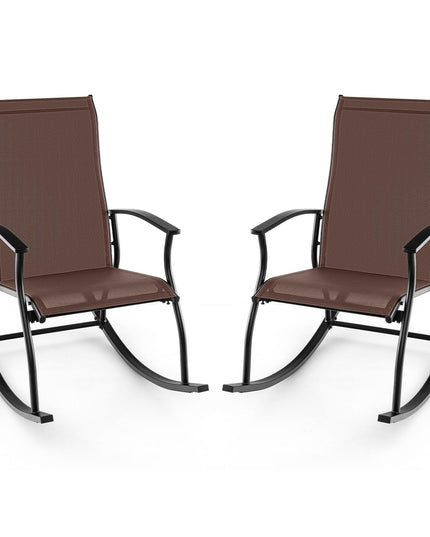 Giantex Outdoor Rocking Chair Set of 2 - Patio Rocking Chairs w/Breathable Backrest, Navy