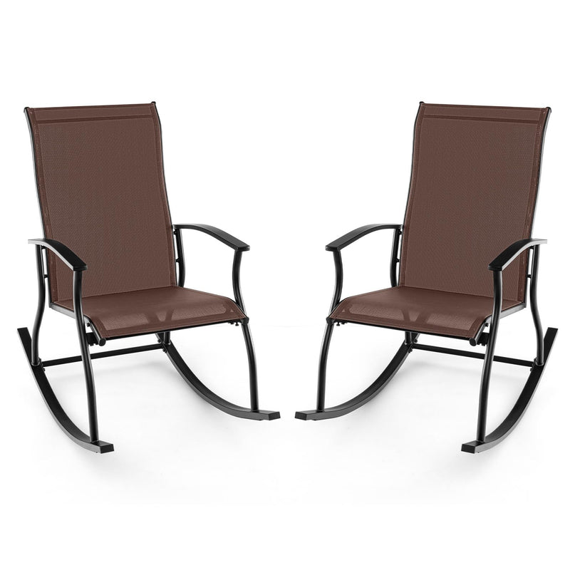 Giantex Outdoor Rocking Chair Set of 2 - Patio Rocking Chairs w/Breathable Backrest, Navy