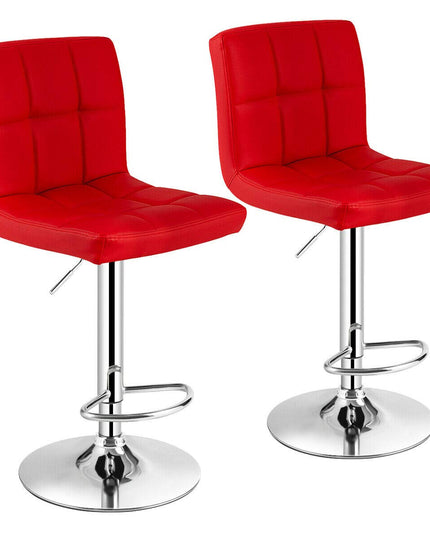 Giantex Bar Stool, Modern Swivel Adjustable Armless Barstools, Square Counter Height PU Leather Bar Stools