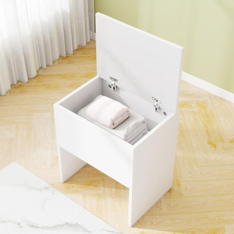 Vanity Stool with Hidden Storage with Soft Seat for Bedroom