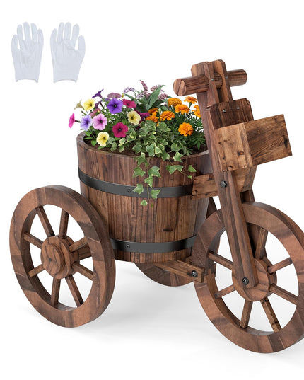 Giantex Support de plantes rustique en bois avec trou de drainage pour fleurs, herbes, légumes