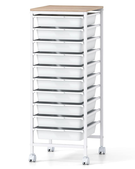 Giantex Rolling Storage Cart with 10 Drawers（33.5"H）