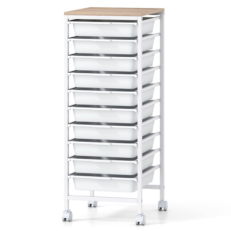 Giantex Rolling Storage Cart with 10 Drawers（33.5"H）