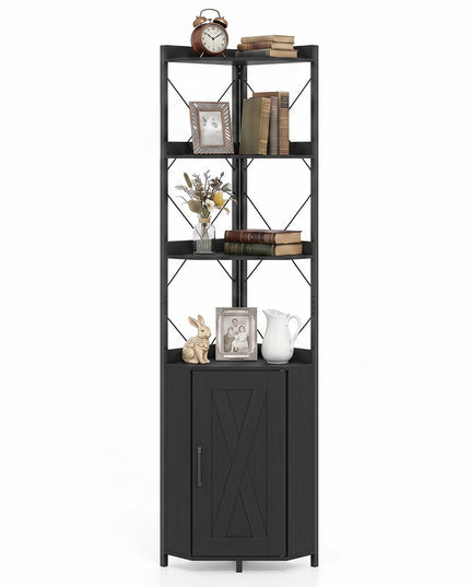GIANTEX 6-Tier Corner Shelf 71" Tall Freestanding Bookshelf with Cabinet