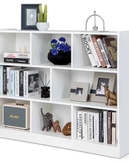 8 Cube Bookcase, Freestanding 3-Tier Open Bookshelf - Giantex