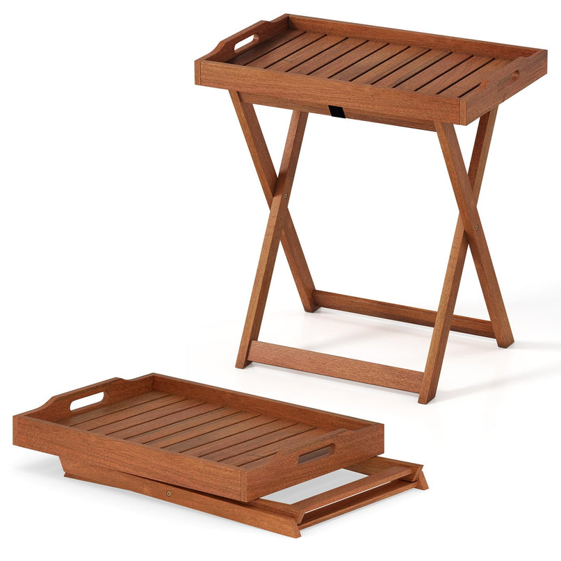 Giantex Outdoor Side Table with Removable Tray Top