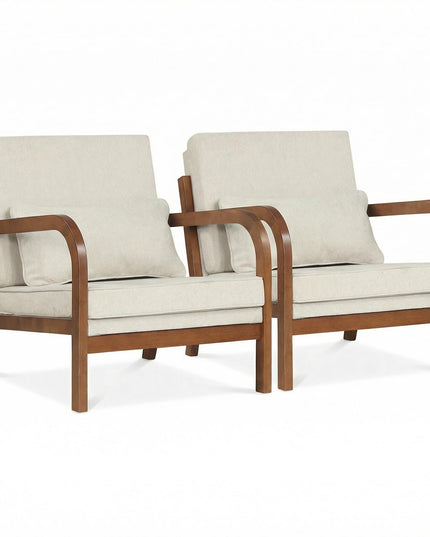 Giantex Mid-Century Modern Accent Chairs Linen Fabric Upholstered Armchair