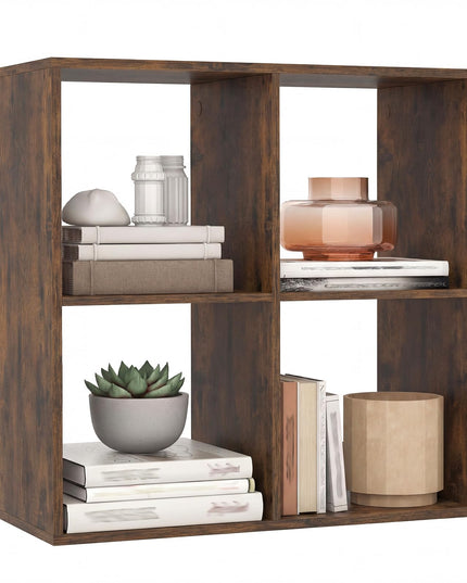 Giantex 4-Cube Bookcase White Cubby Bookshelf w/Back Guardrail & Anti-Tipping Kits