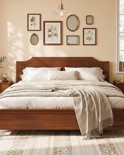 GIANTEX Twin/Full/Queen/King Size Wooden Bed Frame with Headboard