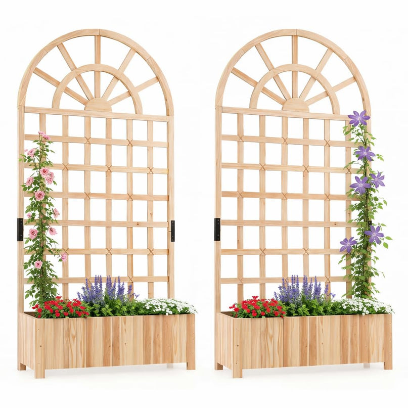 Jardinière surélevée d'extérieur en bois de sapin Giantex 71" avec treillis et trous de drainage