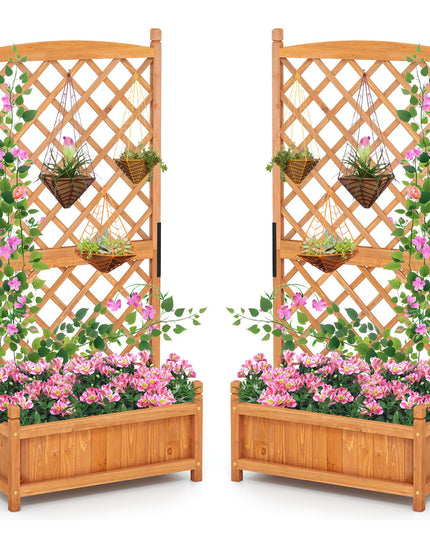 Giantex 60” Wooden Planter Container with Drainage Holes Trellis