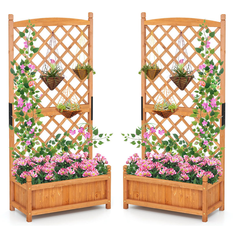 Giantex 60” Wooden Planter Container with Drainage Holes Trellis