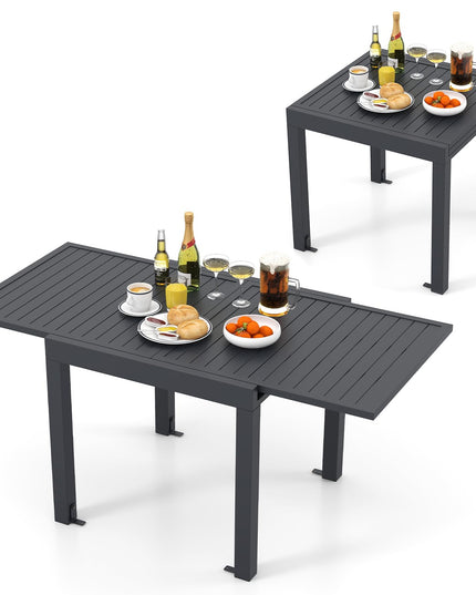 Giantex Expandable Patio Table, 31.5”-63” Extendable Aluminum Dining Table for 4-6 People