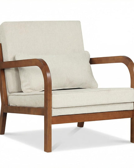 Giantex Mid-Century Modern Accent Chairs Linen Fabric Upholstered Armchair