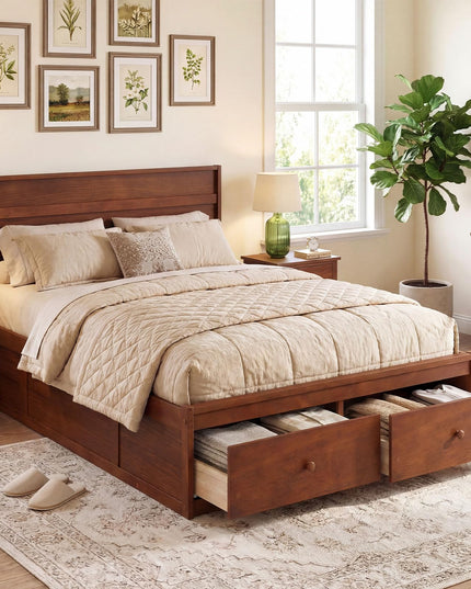 Cadre de lit Giantex pour lit double/simple avec tiroirs de rangement