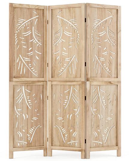 GIANTEX Boho Room Divider with Carved Palm Leaf Pattern