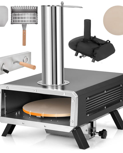 Giantex Pizza Oven Outdoor - 360° Rotating Pizza Stone