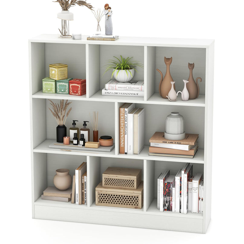 Giantex 8 Cube Bookcase, 4-Tier Freestanding Bookshelf w/ 8 Open Compartments, 2 Anti-Tipping Kits