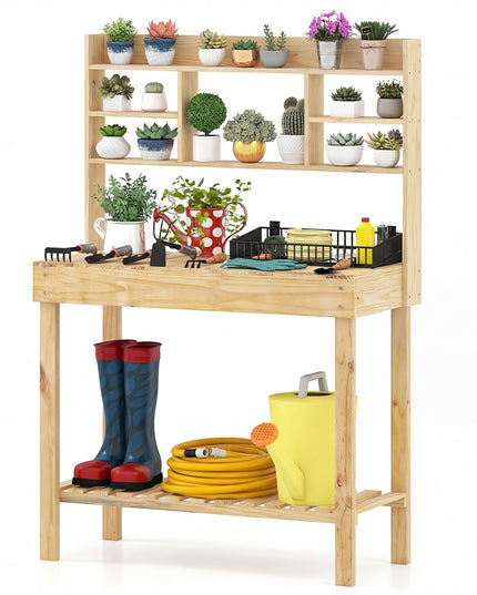 Giantex Potting Bench Outside Solid Wood Potting Table