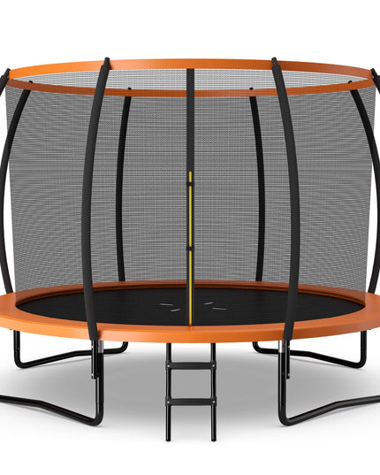 Giantex 8FT 10FT 12FT Trampoline with Enclosure, ASTM Approved Outdoor Large Trampoline with Ladder