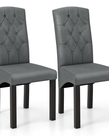 Giantex Modern Dining Chairs, Tufted Fabric Dining Room Chairs w/High Backrest, High-density Sponge Cushion