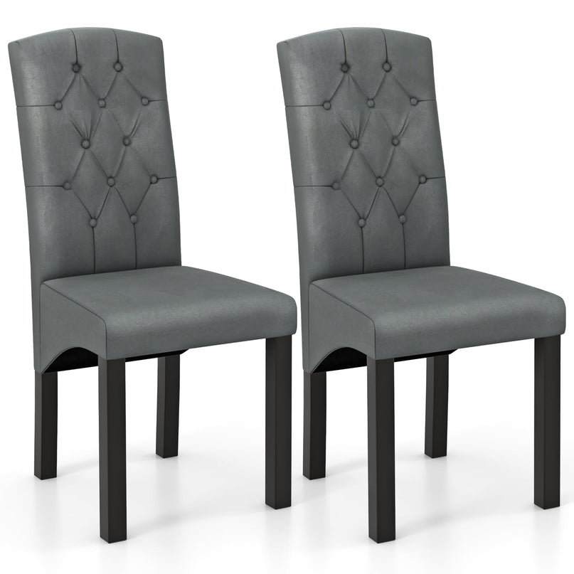 Giantex Modern Dining Chairs, Tufted Fabric Dining Room Chairs w/High Backrest, High-density Sponge Cushion
