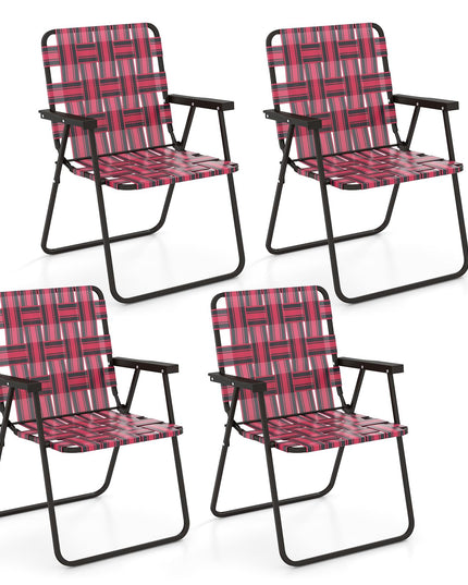 Giantex Folding Lawn Chairs Set of 6 Outdoor Portable Beach Chair W/Stable Steel Frame