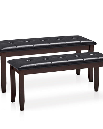 Giantex Button-Tufted Dining Bench, 45.5” PU Leather Upholstered Bench w/Loads 400 Lbs