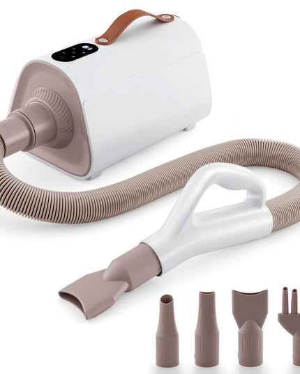 Giantex Dog Dryer, Dog Hair Dryer with Adjustable Air Speed and Temperature Control, 4 Nozzles, Negative Ion Function