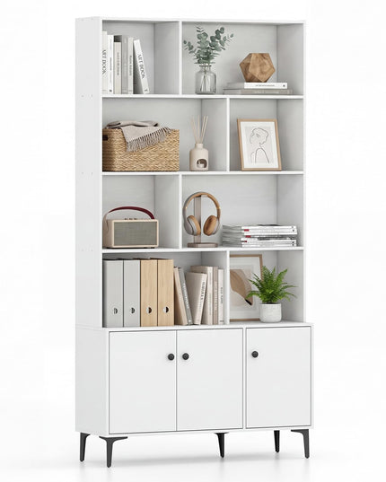 Giantex 68.5" Tall Bookcases and Bookshelves with 2 Doors (35.5" x 12" x 68.5")