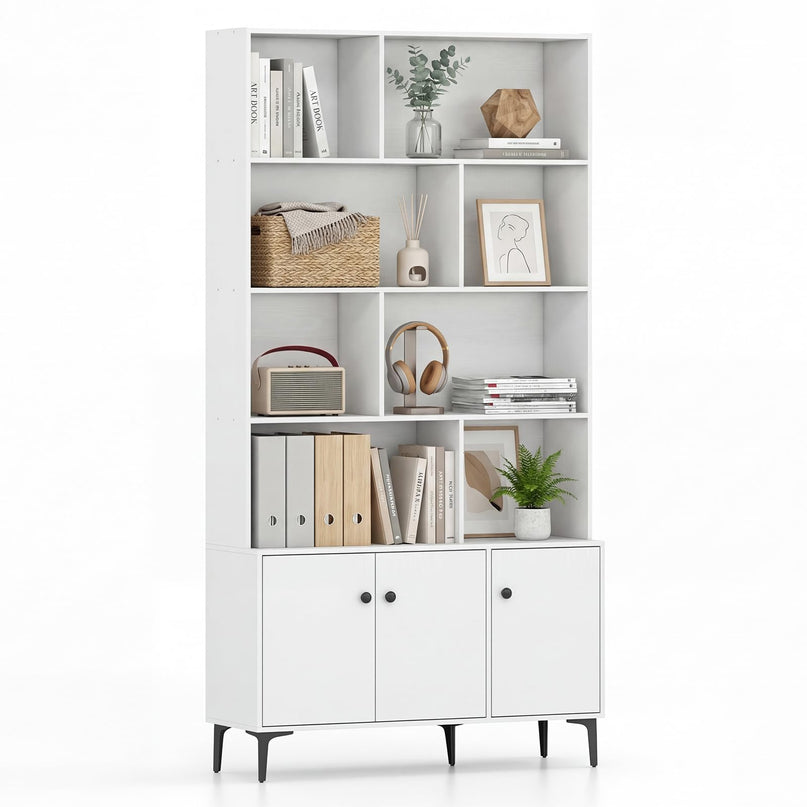 Giantex 68.5" Tall Bookcases and Bookshelves with 2 Doors (35.5" x 12" x 68.5")